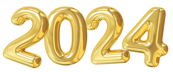 happy new year 2024 3d gold modern number with generative AI