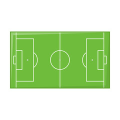 Football or soccer match element vector illustration. Green football field top view isolated on white background. Soccer, sports concept