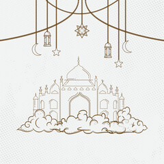 simple mosque vector design in natural colors