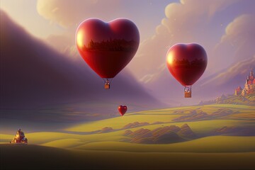 Obraz premium Valentine´s Day hot air balloon