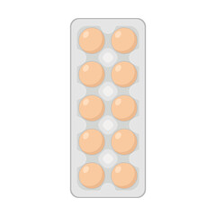 Eggs in box vector illustration. Fresh chicken eggs in closed cardboard container isolated on white background. Agriculture, farming, food concept