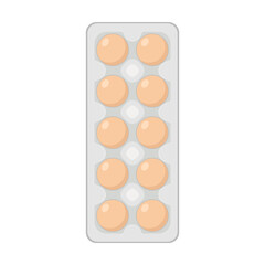 Eggs in box vector illustration. Fresh chicken eggs in closed cardboard container isolated on white background. Agriculture, farming, food concept