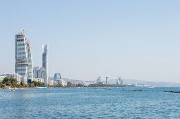 Fototapeta premium Coast line of Limassol, Cyprus. Panoramic photo.