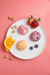 Delicious mochi close-up. Traditional Japanese dessert
