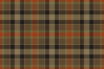 Plaid background, check seamless pattern in beige. Vector fabric texture for textile print, wrapping paper, gift card or wallpaper.