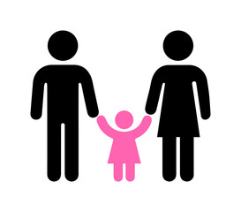 Family, parents, child, children, boy, girl icon, vector image