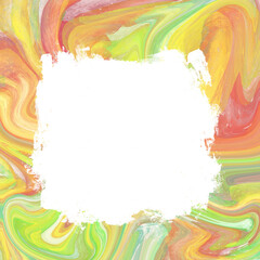 Alcohol ink cut out, hole in the middle, background with rich colors, creative fluid art, liquid texture square shape for social media backgrounds