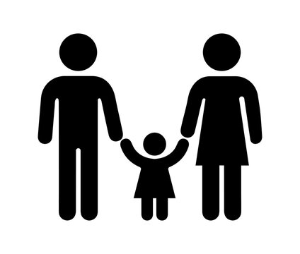 Family, parents, child, children, boy, girl icon, vector image