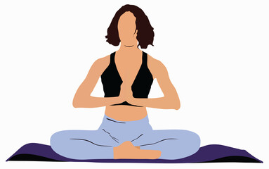 Woman doing yoga exercise, prayer pose.