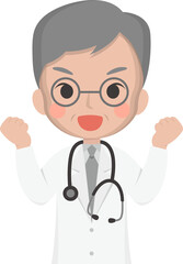 Older male medical worker full of energy, medical staff, emoji cartoons