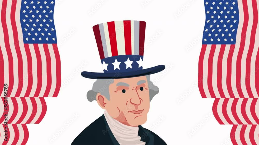 Poster president george washington character animation