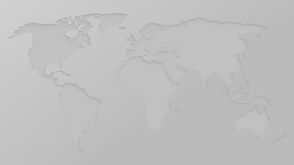 Fototapeta na wymiar World map silhouette with soft inner shadow with copy space