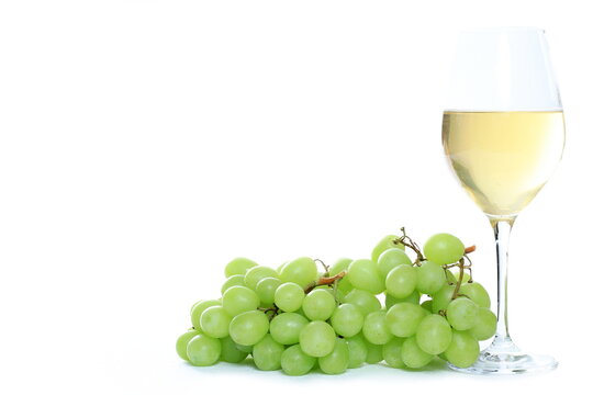 bunch of white grapes sitting on a table with white background no people stock photo