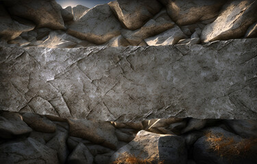 Grey rock background. Stone texture volume. Generative AI