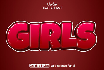 girls text effect with graphic style and editable.