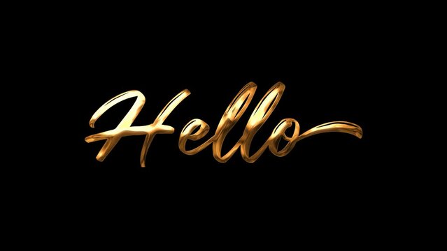 Hello handwritten animation in gold color. This Animated is Great for video introduction ,Suitable for greeting cards. 4K Footage Animation 