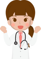 Fototapeta premium Female medical worker full of energy, medical staff, emoji cartoons
