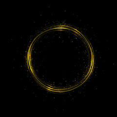 An isolated wreath of gold color from small rims on a black design