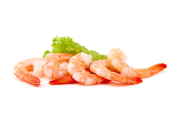 Shrimps, king prawns, isolated on white background.