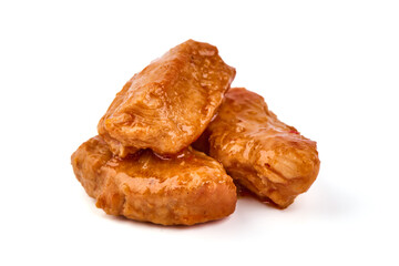 Meat stew, goulash with sauce, isolated on white background.