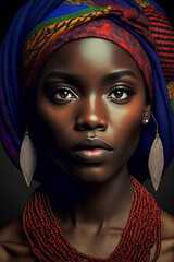 portrait of beautiful black girl with black history month concept