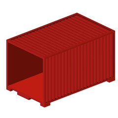 The red open shipping cargo container isolated on PNG white transparent background 01