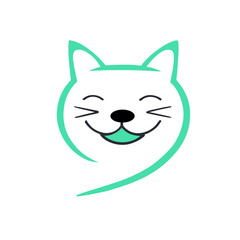 Minimalist vector cat smiling 