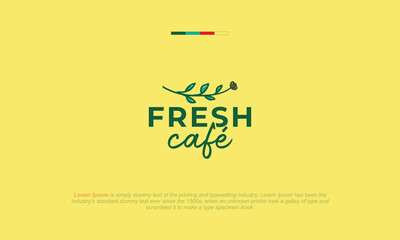 illustration vector graphic logo designs. combination pictogram logotype fresh cafe with graphic flower