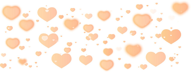 Hearts confetti bokeh orange