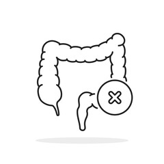 thin line intestinal tract black icon like medical problem