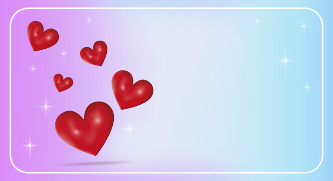 A template with hearts for Valentine's Day. Space for text. Vector 3d image, banner.
