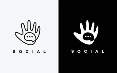 LOGO HAND AND SOCIAL MODERN SIMPLE