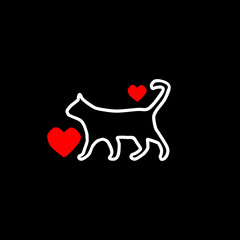 I love my Cat icon isolated on black background.