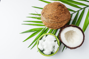 fresh natural coconut butter on white acrylic background