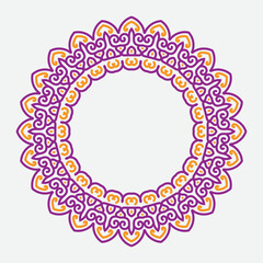 Decorative line art frame for design template. Elegant vector element Eastern style, place for text. Golden outline floral border. Lace illustration for invitations and greeting cards