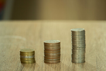 Saving money concept preset  putting money coin stack growing business
