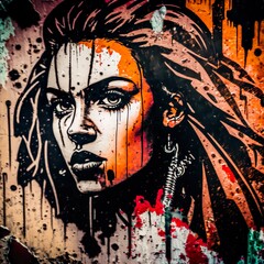 Graffiti portrait of a woman