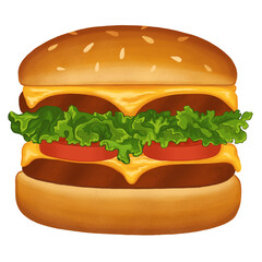 Watercolor Hamburger
