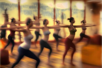 Women exercising in fitness studio, ai generated