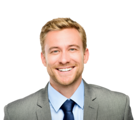 A handsome young businessman standing alone in the studio isolated on a PNG background.