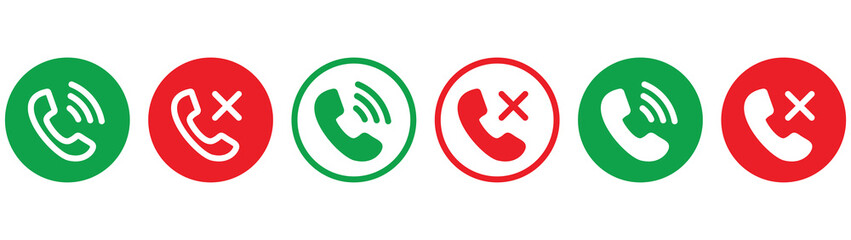 call connected and disconnected icon set. style symbol, vector illustration