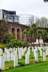 Military cemetery in Rome, Lazio, Italy near Pyramid