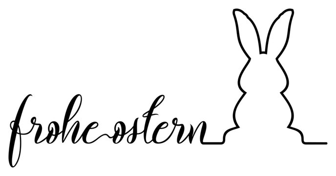 Frohe Ostern. Kalligrafischer Ostern Gruß Vektor in deutscher Sprache. In Schwarz mit Osterhase.
Weiser Hintergrund.
Für Hintergründe, Kalender, Einladungen, Grußkarten etc.