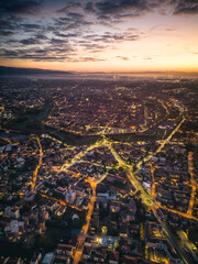 Lucca at dawn seen from the sky - obrazy, fototapety, plakaty