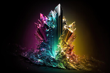 Fototapeta premium Nahaufnahme Kristalle Bunt Abstrakt Farbenprächtig Colorful Cristal Macro Generative AI Digital Art Cover Hintergrund Background Illustration