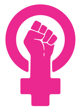 Vector women resist symbol. Isolated background.