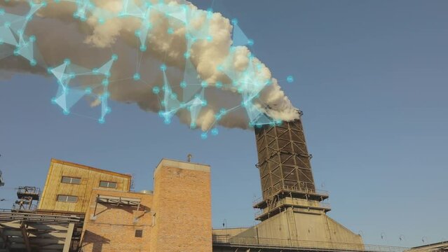 Emission of solid substances into the atmosphere. Environmental pollution visualization.White smoke from the factory chimney, visualization of the release of hazardous components
