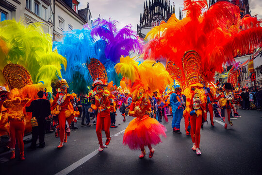 colorful carnival parade, Generative AI Illustration