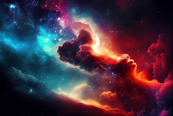 Abstract colorful universe background, cosmic gas and stars