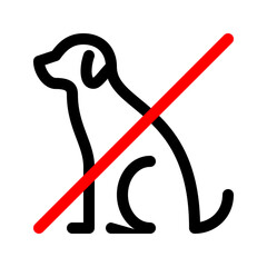 No animals allowed. Dog prohibition sign. Editable stroke. Vector graphics
